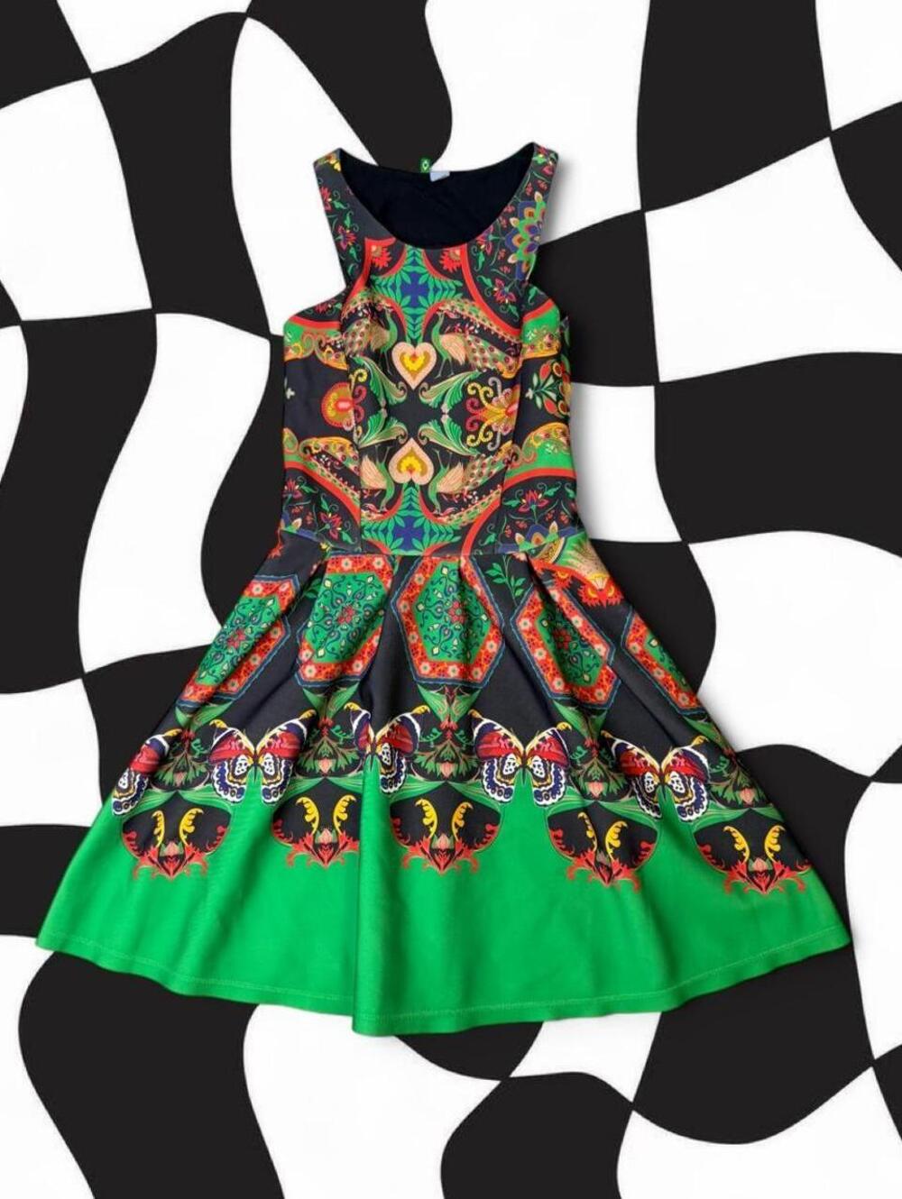 Farm Rio Dress with multicolored paisley and butterfly design